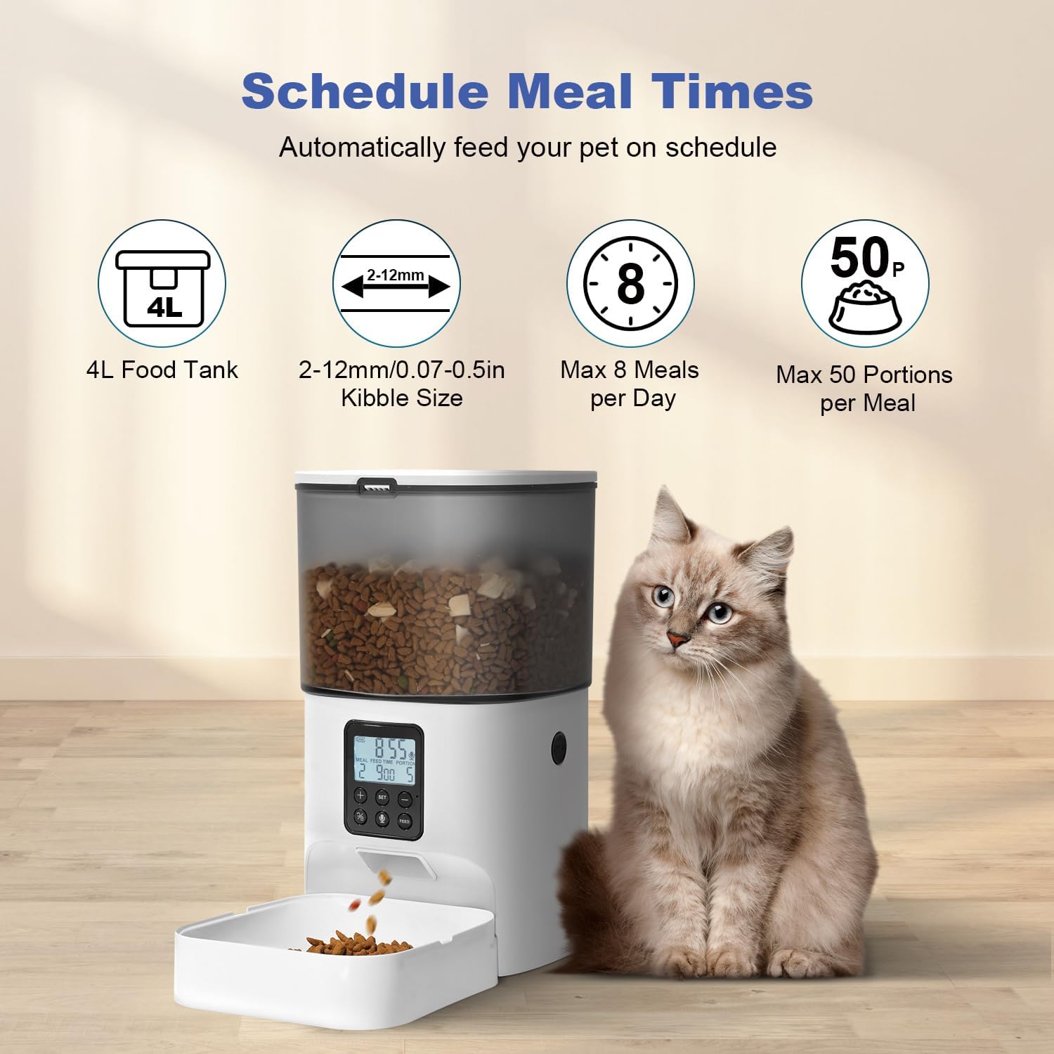 Automatic Cat Feeder — 4 L, Timer with 10-Second Voice Recorder