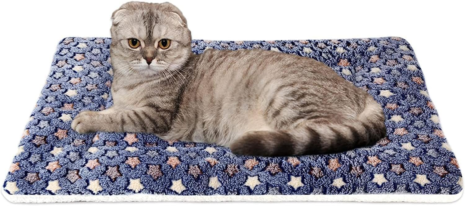 Crate Mat — 14 × 17.5 in, Ultra Soft, Star Print, Blue