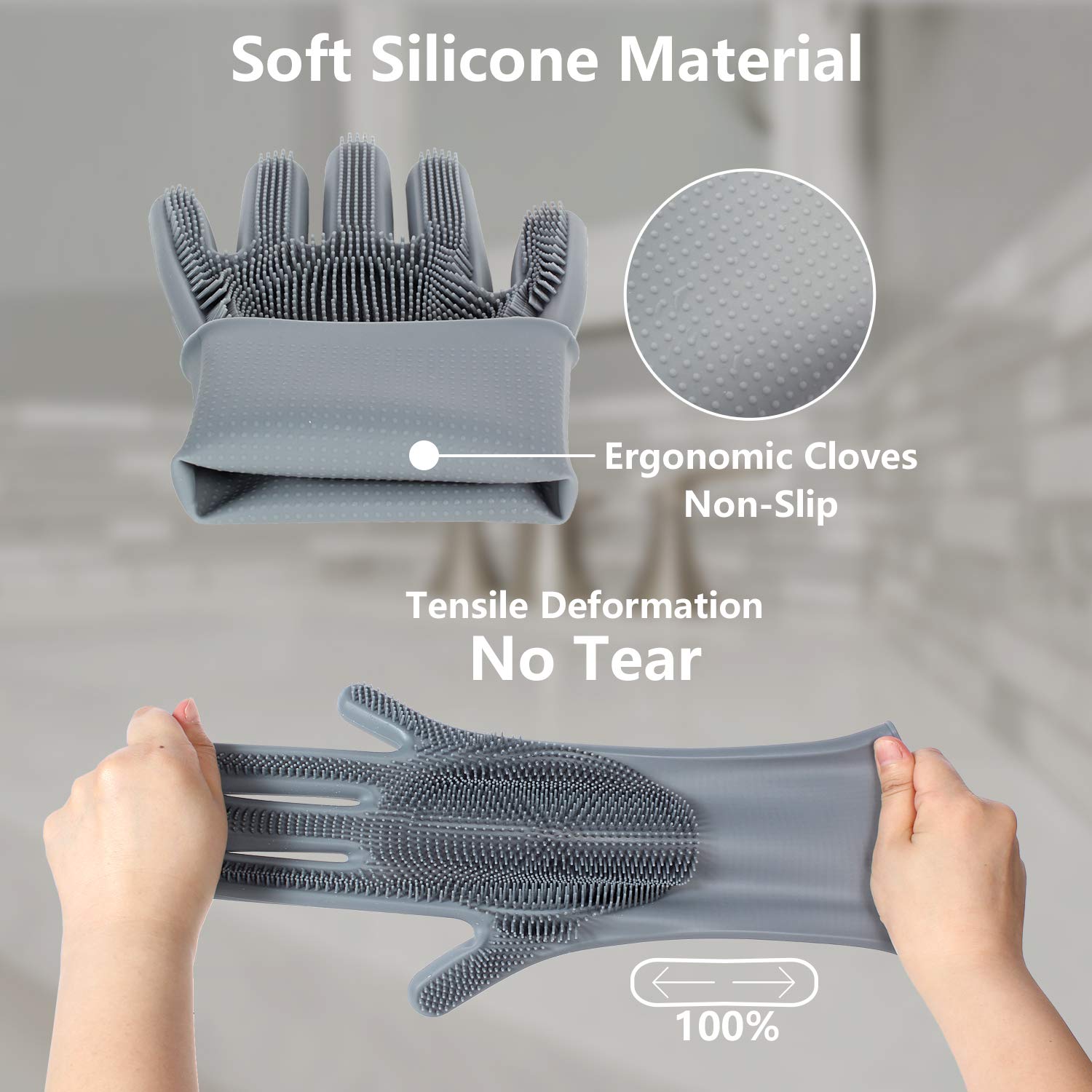 Pet Grooming Gloves — Five-Finger Massage Mitts, Pair
