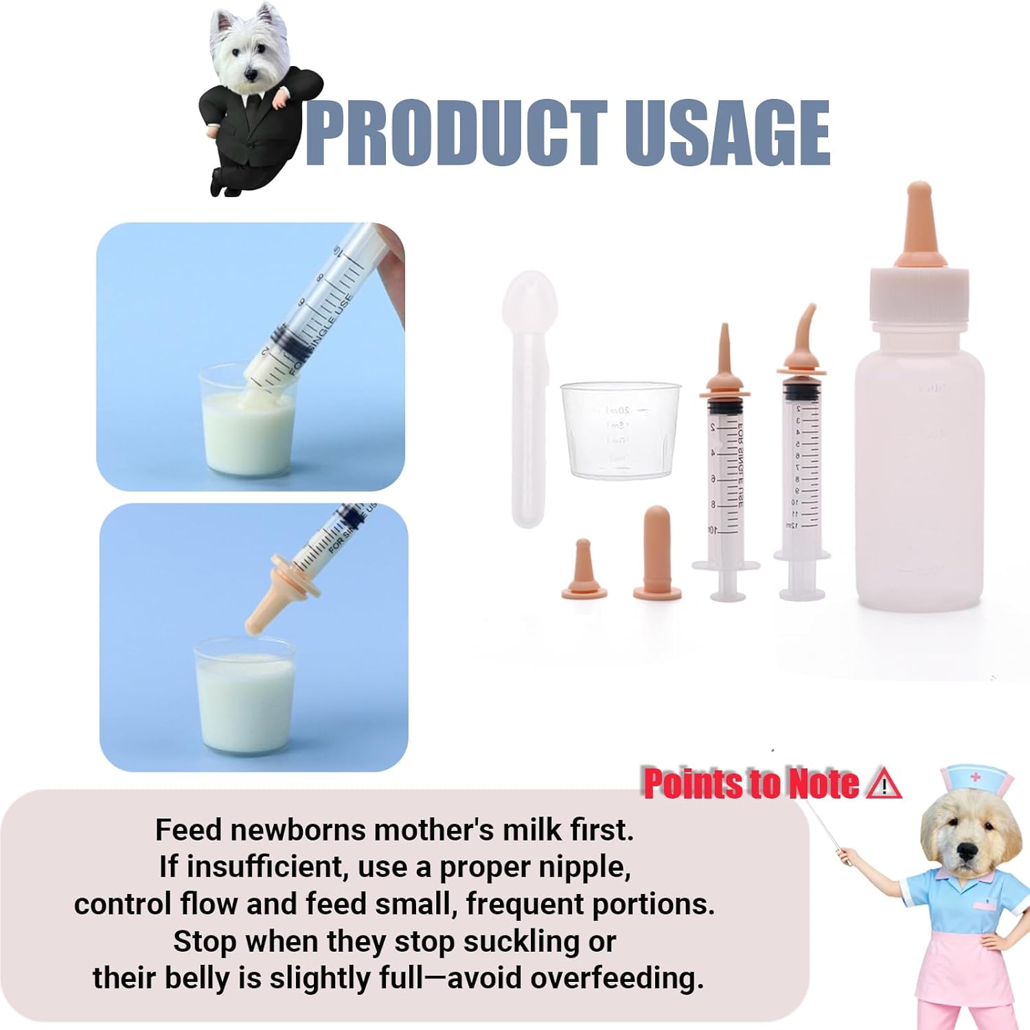 Newborn Kitten Feeding Kit — Bottle, Nipples and Storage Case