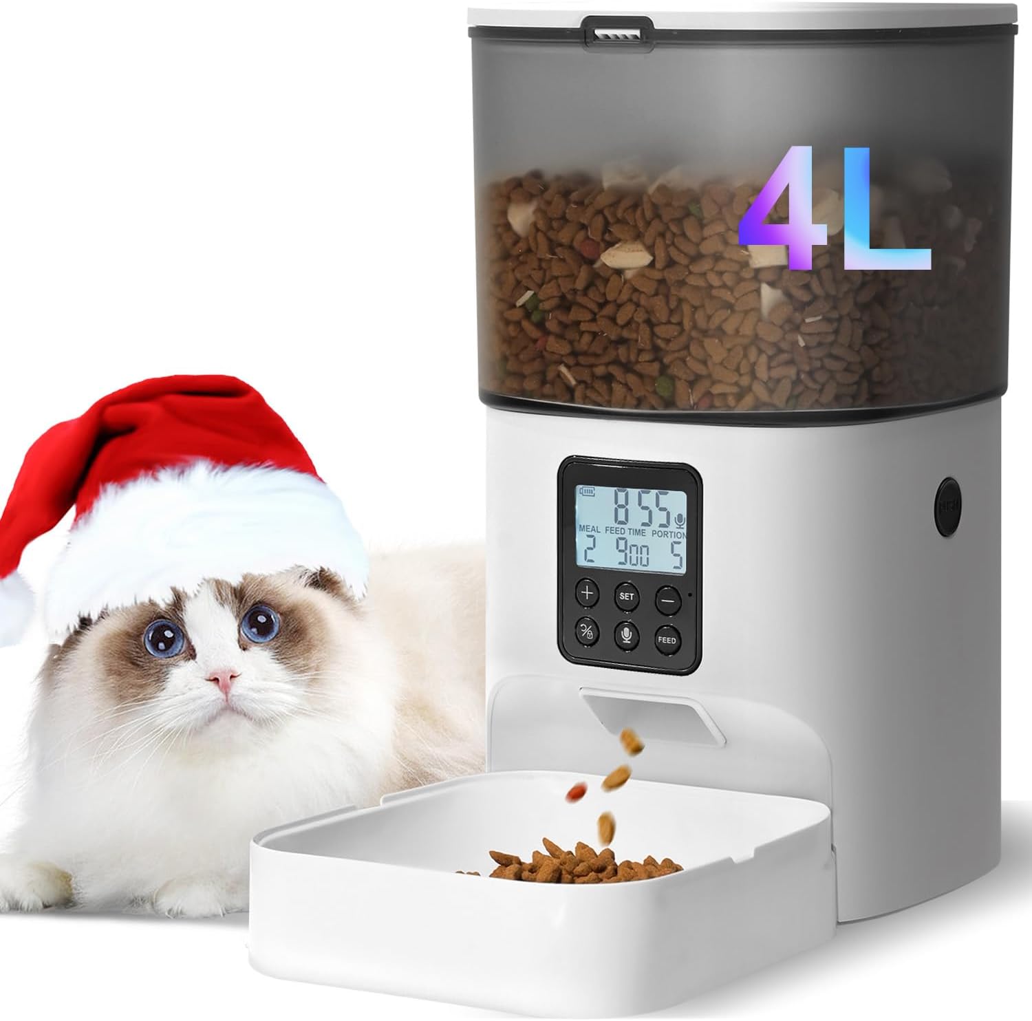 Automatic Cat Feeder — 4 L, Timer with 10-Second Voice Recorder