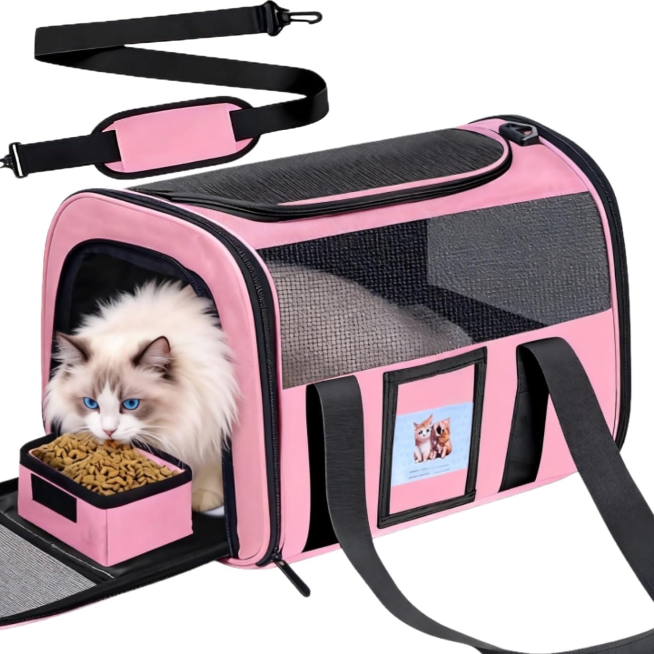 Soft-Sided Pet Carrier with Detachable Bowl — Up to 7 kg