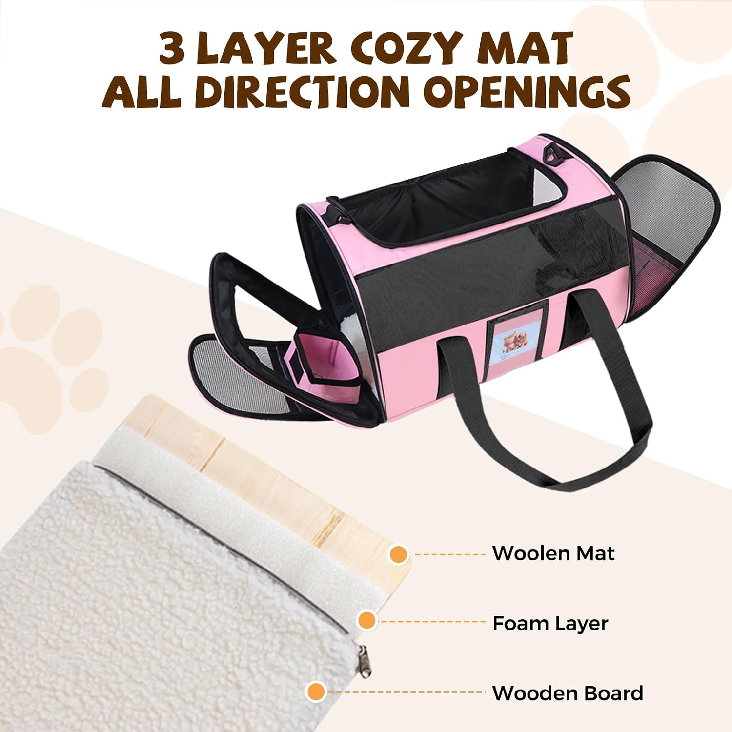 Soft-Sided Pet Carrier with Detachable Bowl — Up to 7 kg