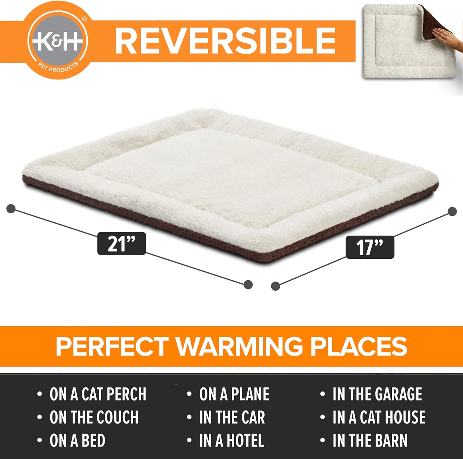 Self-Warming Pet Pad — Reversible, Oatmeal and Chocolate