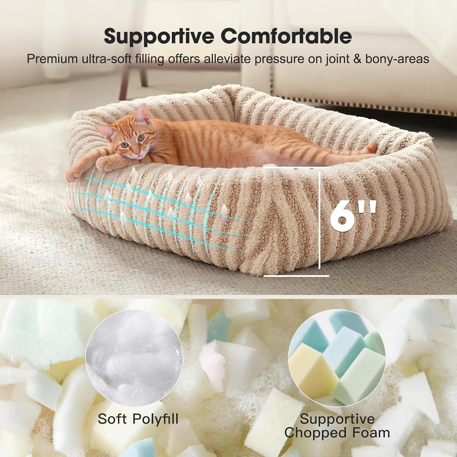 Washable Dog and Cat Bed — Removable Cover, Small