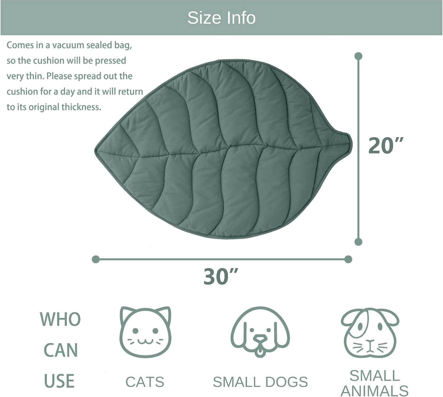 Leaf-Shaped Cotton Cat Mat — 30 × 20 in, Warming Pad