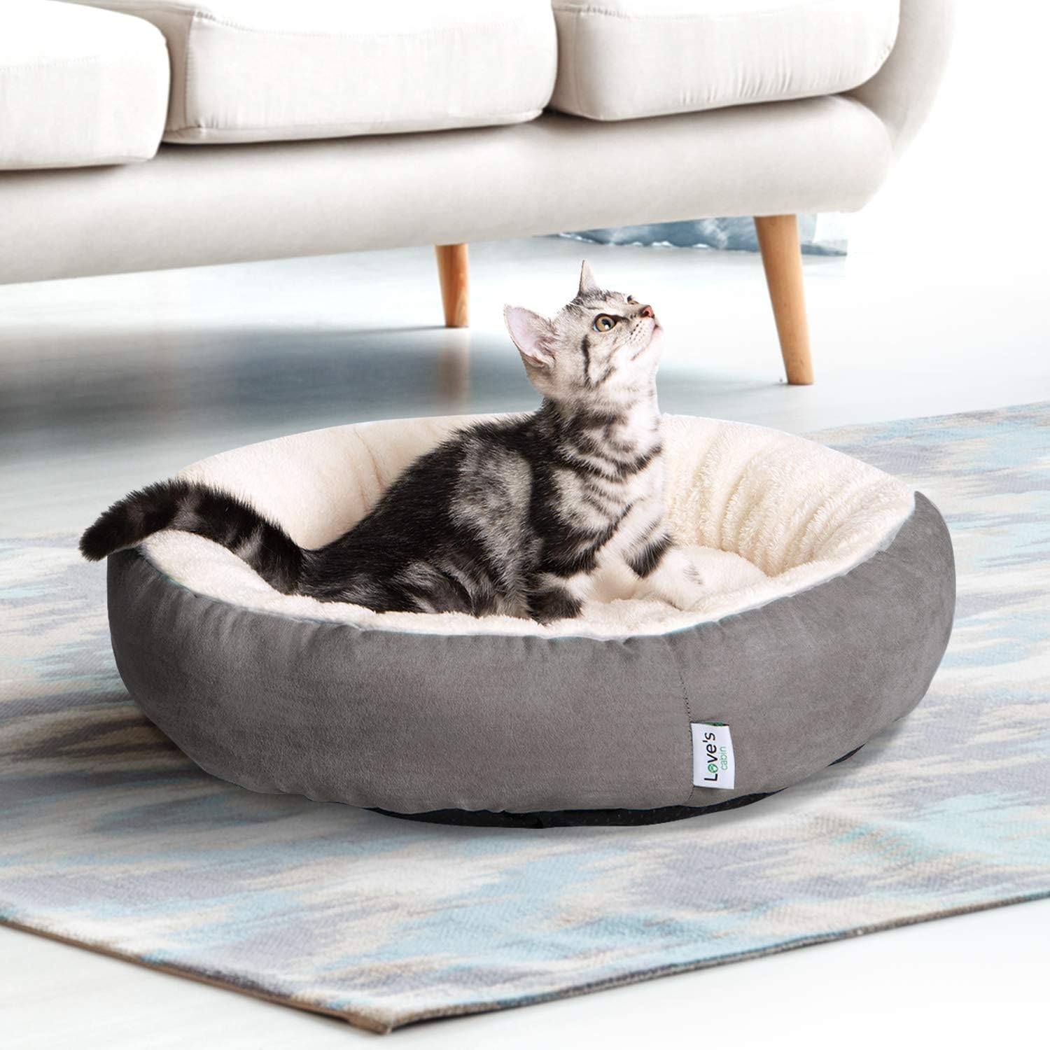 Round Donut Cushion Bed — 20 in, Anti-Slip and Water-Resistant