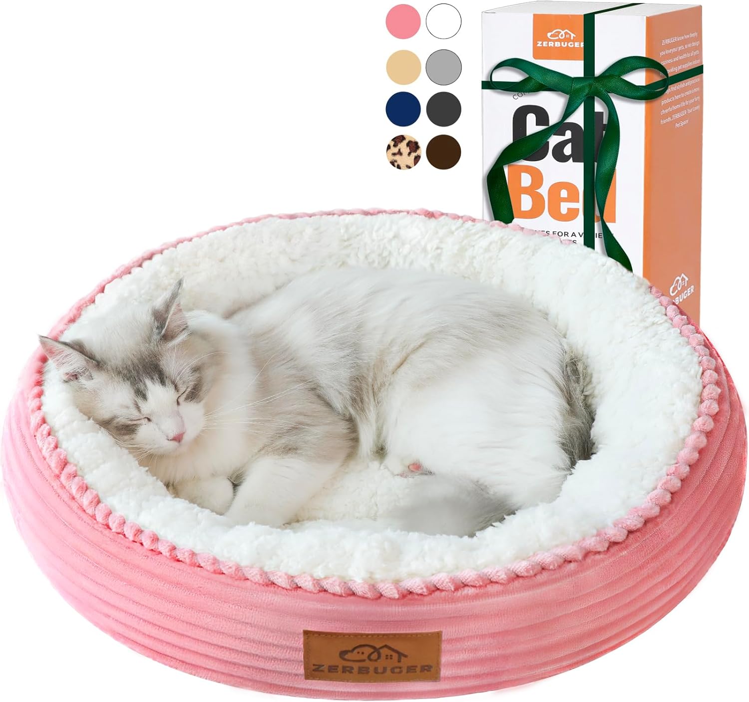 Round Pet Bed — 20 in, Machine Washable, Pink