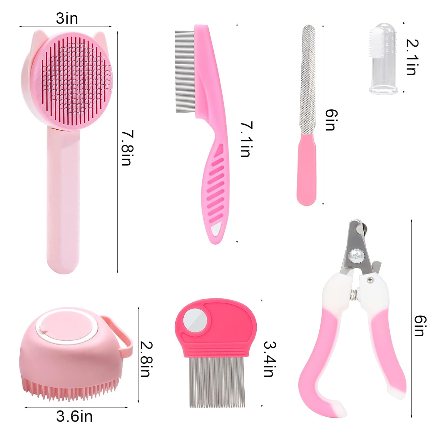 Grooming Kit — 8 Pieces with Flea Comb and Nail Clipper