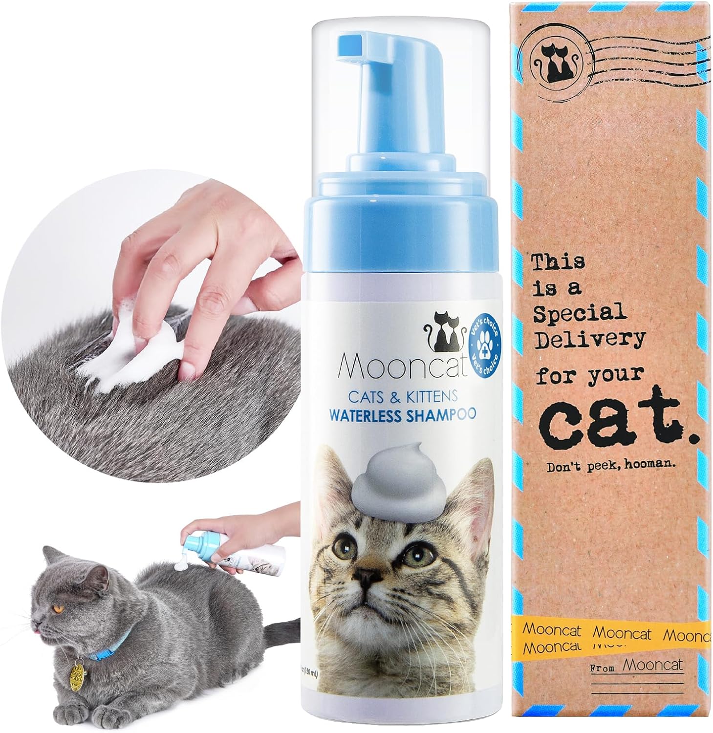 Waterless Foam Shampoo for Short-Hair Cats — No Rinse
