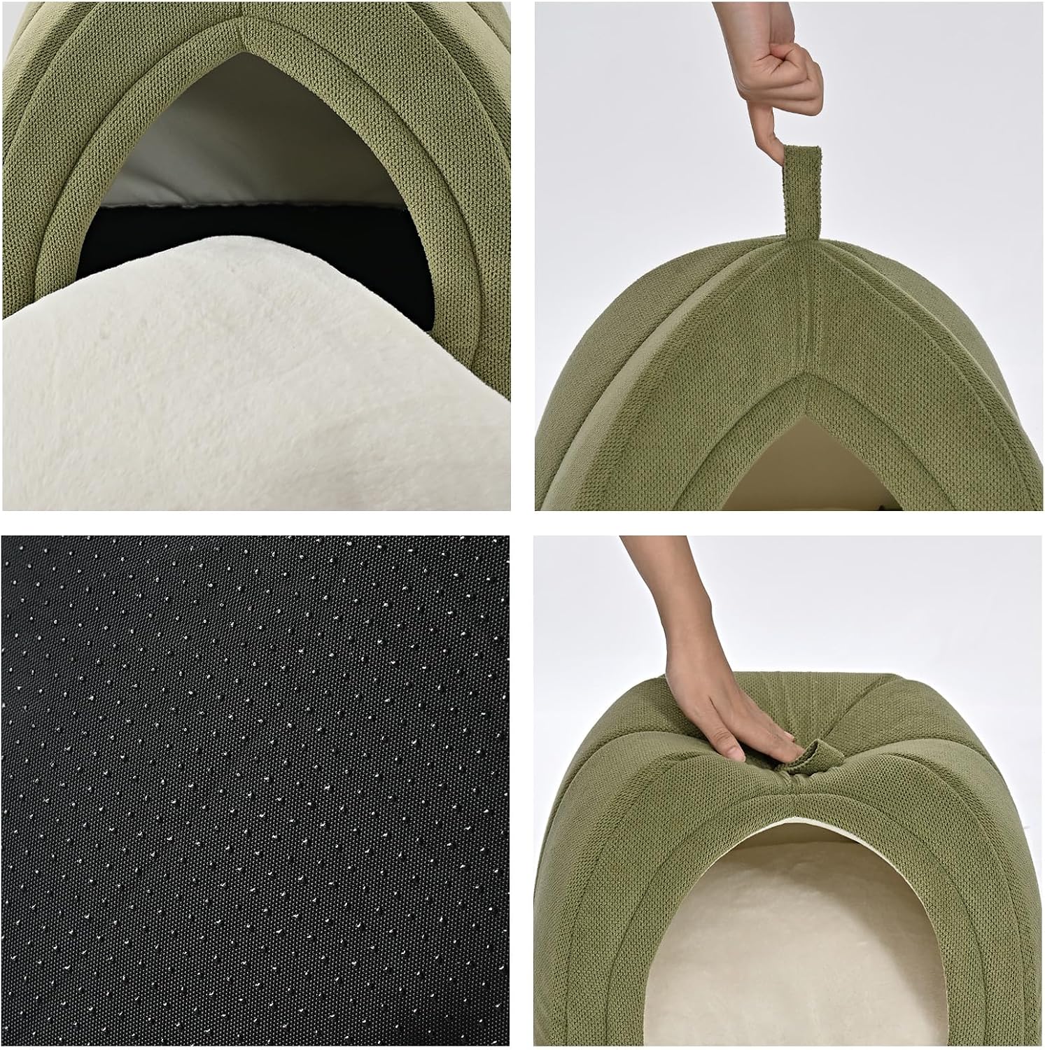 Foldable Cat Cave Bed — 2-in-1, Washable Cushion, Non-Slip Base