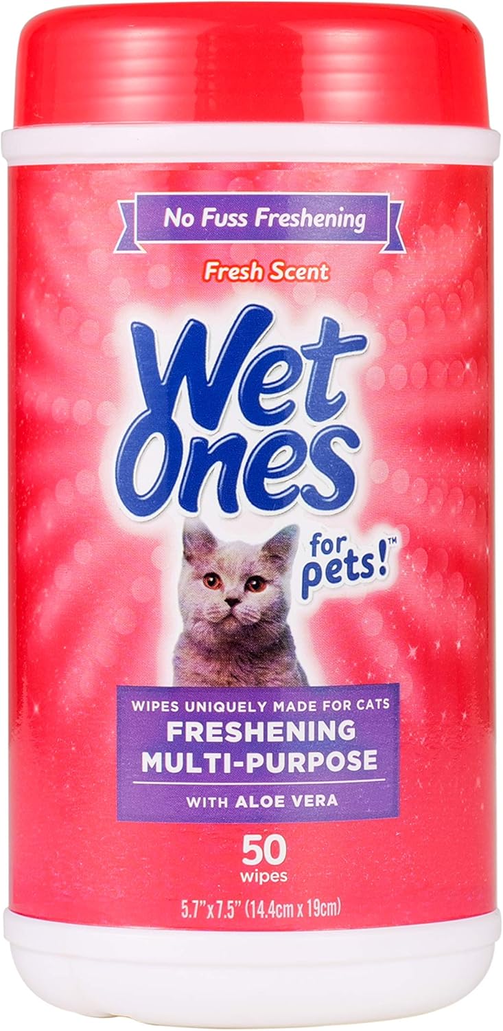 Freshening Wipes for Cats with Aloe Vera — 50 Count