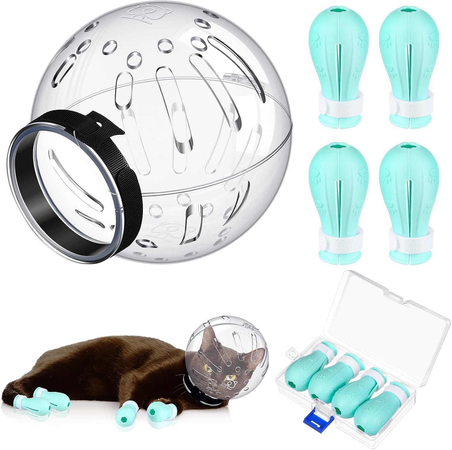 Grooming Muzzle with Paw Covers — Adjustable, Large