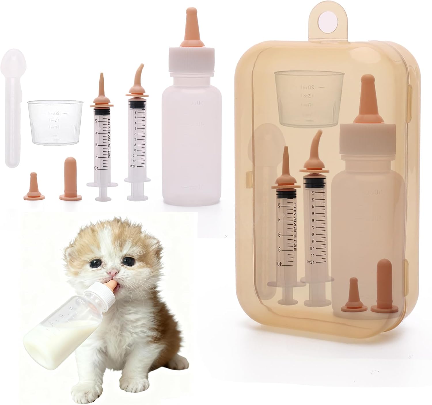Newborn Kitten Feeding Kit — Bottle, Nipples and Storage Case