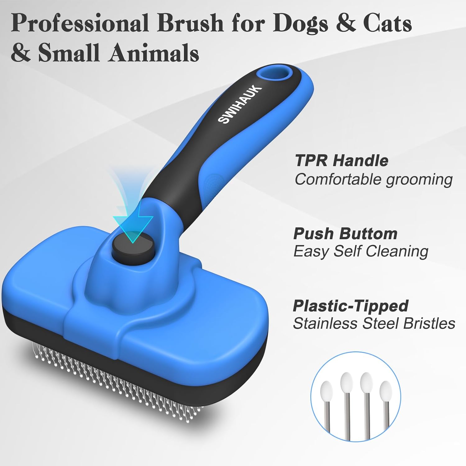 Self-Cleaning Slicker Brush — Skin-Friendly Deshedding Tool