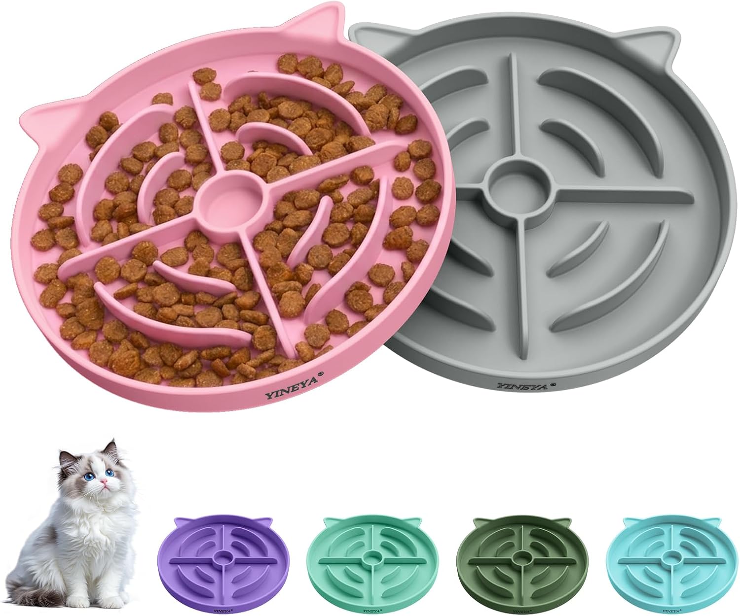 Silicone Slow Feeder Bowls — 2 Pack, Puzzle Base