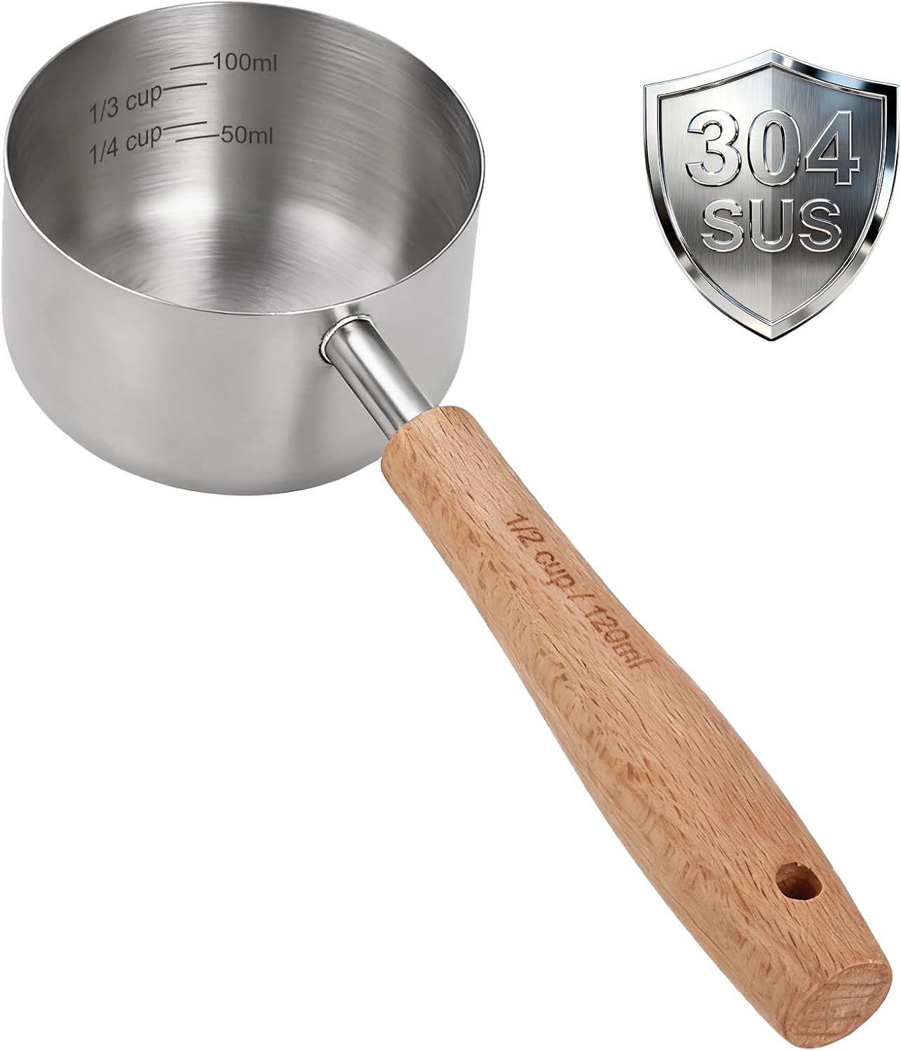 Stainless Steel Food Scoop — 120 ml Measuring Cup